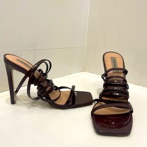 Steve Madden Square Toe Brown Strappy Stiletto Heel Women's Size 9 Like New